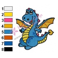 Cute Baby Blue Dragon Embroidery Design